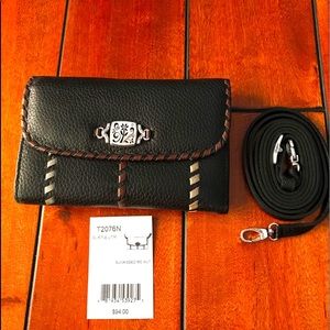 Brighton Black Leather Wallet w/Crossbody Strap